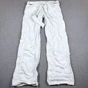 Bongo Vintage Cargo Pants Women's 7 White Convertible Capri Utility Cotton Y2K
